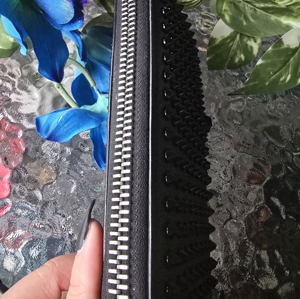 Authentic Christian Louboutin Black Studded Long Zippy Wallet - Picture 8 of 16